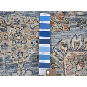 9'x12' Blue Wool And Silk Abrash Denser Weave Vegetable Dyes All Over Heriz Design Hand Knotted Oriental Rug FWR398868