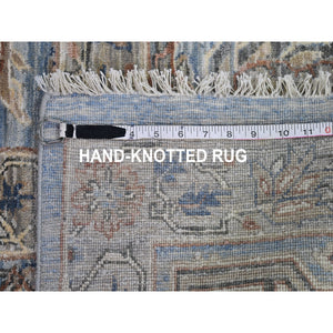 9'x12' Blue Wool And Silk Abrash Denser Weave Vegetable Dyes All Over Heriz Design Hand Knotted Oriental Rug FWR398868