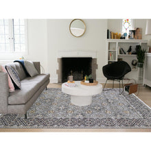 Load image into Gallery viewer, 9&#39;x12&#39;2&quot; Textured Wool And Silk Mughal Inspired Medallions Design Hand Knotted Brown Oriental Rug FWR398874