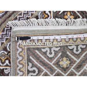 9'x12'2" Textured Wool And Silk Mughal Inspired Medallions Design Hand Knotted Brown Oriental Rug FWR398874