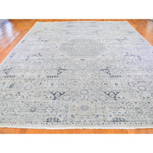 Load image into Gallery viewer, 12&#39;x15&#39;2&quot; Pure Silk With Textured Wool Blue-gray Mamluk Design Hand Knotted Oriental Rug FWR398880