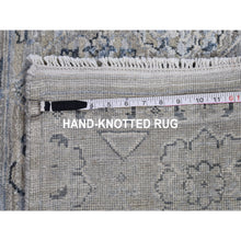 Load image into Gallery viewer, 12&#39;x15&#39;2&quot; Pure Silk With Textured Wool Blue-gray Mamluk Design Hand Knotted Oriental Rug FWR398880