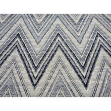 Load image into Gallery viewer, 14&#39;1&quot;x18&#39;1&quot; Oversized Gray-blue Chevron Design Textured Wool And Pure Silk Hand Knotted Oriental Rug FWR398928