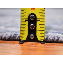 Load image into Gallery viewer, 14&#39;1&quot;x18&#39;1&quot; Oversized Gray-blue Chevron Design Textured Wool And Pure Silk Hand Knotted Oriental Rug FWR398928