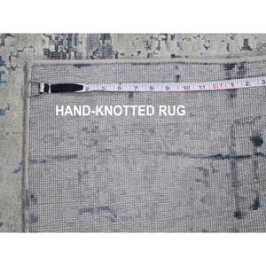12'x15'1" Gray-blue Pure Silk With Textured Wool Avant-garde Design Extra Large Hand Knotted Oriental Rug FWR398934