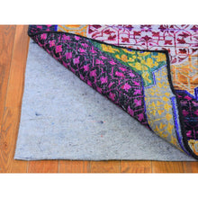 Load image into Gallery viewer, 2&#39;6&quot;x10&#39;4&quot; Colorful Sari Silk With Textured Wool Mamluk Design Hand Knotted Runner Oriental Rug FWR398976