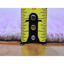 Load image into Gallery viewer, 6&#39;x6&#39; Pink Pure Wool Horizontal Ombre Design Thick And Plush Hand Knotted Round Oriental Rug FWR398994