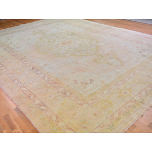 12'1"x16'9" Beige Oversized Antique Agra Good Condition Soft Colors Even Wear Pure Wool Hand Knotted Oriental Rug FWR399030