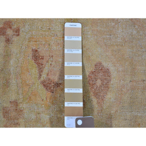 12'1"x16'9" Beige Oversized Antique Agra Good Condition Soft Colors Even Wear Pure Wool Hand Knotted Oriental Rug FWR399030