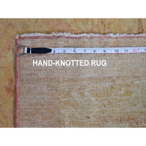 12'1"x16'9" Beige Oversized Antique Agra Good Condition Soft Colors Even Wear Pure Wool Hand Knotted Oriental Rug FWR399030