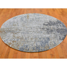 Load image into Gallery viewer, 6&#39;x6&#39; Wool Persian Knot Round Abstract Design Denser Weave Light Gray Hand Knotted Oriental Rug FWR399078