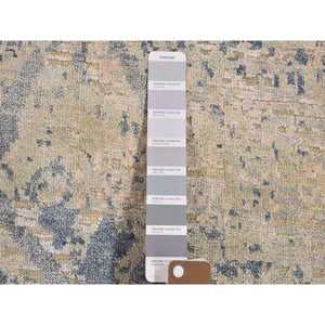 2'x3'4" Ivory Large Elements With Pastels Modern Silk With Textured Wool Hand Knotted Oriental Rug FWR399120