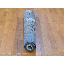Load image into Gallery viewer, 4&#39;x6&#39; Blue Abstract Design Wool And Silk Hi-low Pile Denser Weave Hand Knotted Oriental Rug FWR399168