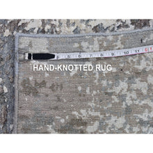 Load image into Gallery viewer, 4&#39;x6&#39; Blue Abstract Design Wool And Silk Hi-low Pile Denser Weave Hand Knotted Oriental Rug FWR399168