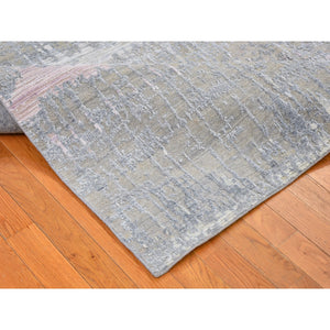 8'x10'3" Hand Knotted Cardiac Design With Pastel Colors Textured Wool And Pure Silk Oriental Rug FWR399258