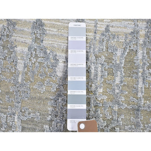 8'x10'3" Hand Knotted Cardiac Design With Pastel Colors Textured Wool And Pure Silk Oriental Rug FWR399258