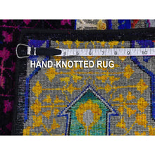Load image into Gallery viewer, 4&#39;1&quot;x12&#39;3&quot; Sari Silk With Textured Wool Mamluk Design Colorful Hand Knotted Runner Oriental Rug FWR399264