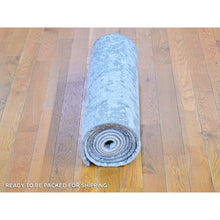 Load image into Gallery viewer, 2&#39;5&quot;x10&#39;3&quot; Denser Weave Persian Knot With Abstract Design Wool Gray Hand Knotted Runner Oriental Rug FWR399318