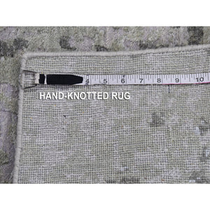 2'5"x10'3" Denser Weave Persian Knot With Abstract Design Wool Gray Hand Knotted Runner Oriental Rug FWR399318