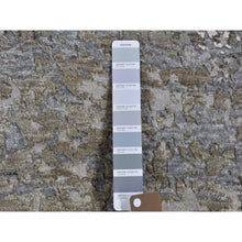 Load image into Gallery viewer, 2&#39;6&quot;x10&#39;6&quot; Abstract Design Wool And Silk Hi-low Pile Gray Denser Weave Hand Knotted Runner Oriental Rug FWR399336