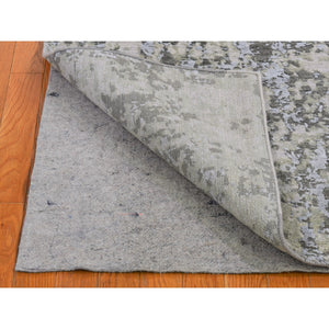 3'x5'2" Gray Persian Knot with Abstract Design Wool Denser Weave Hand Knotted Oriental Rug FWR399408