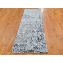 Load image into Gallery viewer, 2&#39;5&quot;x10&#39;2&quot; Gray Persian Knot With Abstract Design Wool Denser Weave Hand Knotted Runner Oriental Rug FWR399480