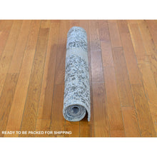 Load image into Gallery viewer, 3&#39;x5&#39; Silver Wool Persian Knot Denser Weave Abstract Design Hand Knotted Oriental Rug FWR399546
