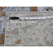 Load image into Gallery viewer, 2&#39;10&quot;x5&#39;1&quot; Abstract Design Wool And Silk Hi-low Pile Denser Weave Hand Knotted Gray Oriental Rug FWR399552