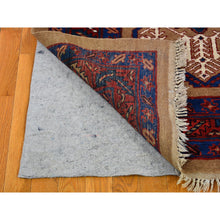 Load image into Gallery viewer, 4&#39;1&quot;x12&#39;8&quot; Brown Antique Persian Serab Camel Hair Galley Wide Runner Geometric Patter Natural Wool Hand Knotted Oriental Rug FWR399582