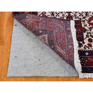 3'4"x13'8" Vintage Persian Karajeh Full Pile Excellent Condition Ivory Natural Wool Hand Knotted Runner Oriental Rug FWR399612