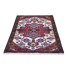 Load image into Gallery viewer, 3&#39;5&quot;x5&#39;2&quot; Rural Village Vintage Persian Hamadan Tribal Design Pure Wool Hand Knotted Clean Oriental Rug FWR399930