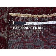 Load image into Gallery viewer, 3&#39;2&quot;x5&#39;7&quot; Nepali Wool And Silk Large Lotus Flower Design Hand Knotted Burgundy Red Oriental Rug FWR399978