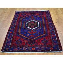 Load image into Gallery viewer, 4&#39;6&quot;x6&#39;8&quot; Red New Persian Hamadan Organic Wool Geometric Medallion Design Hand Knotted Oriental Rug FWR400032