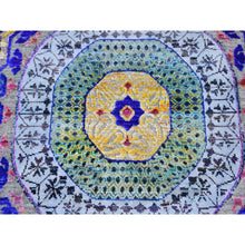 Load image into Gallery viewer, 2&#39;7&quot;x12&#39; Sari Silk With Textured Wool Mamluk Design Colorful Hand Knotted Wide Runner Oriental Rug FWR400176