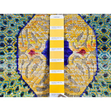 Load image into Gallery viewer, 2&#39;7&quot;x12&#39; Sari Silk With Textured Wool Mamluk Design Colorful Hand Knotted Wide Runner Oriental Rug FWR400176