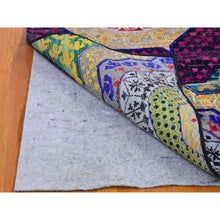 Load image into Gallery viewer, 2&#39;7&quot;x12&#39; Sari Silk With Textured Wool Mamluk Design Colorful Hand Knotted Wide Runner Oriental Rug FWR400176