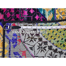 Load image into Gallery viewer, 2&#39;7&quot;x12&#39; Sari Silk With Textured Wool Mamluk Design Colorful Hand Knotted Wide Runner Oriental Rug FWR400176