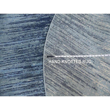 Load image into Gallery viewer, 12&#39;2&quot;x12&#39;2&quot; Pure Wool Horizontal Ombre Design Blue Oceanic Hand Knotted Round Oriental Rug FWR400194