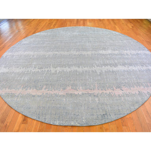 12'x12' Cardiac Design With Pastel Colors Round Textured Wool And Pure Silk Hand Knotted Oriental Rug FWR400200