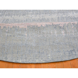 12'x12' Cardiac Design With Pastel Colors Round Textured Wool And Pure Silk Hand Knotted Oriental Rug FWR400200