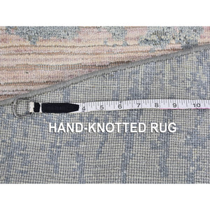 12'x12' Cardiac Design With Pastel Colors Round Textured Wool And Pure Silk Hand Knotted Oriental Rug FWR400200