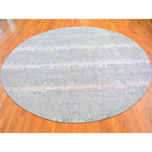 Load image into Gallery viewer, 10&#39;1&quot;x10&#39;1&quot; Cardiac Design With Pastel Colors Round Textured Wool And Pure Silk Hand Knotted Oriental Rug FWR400206