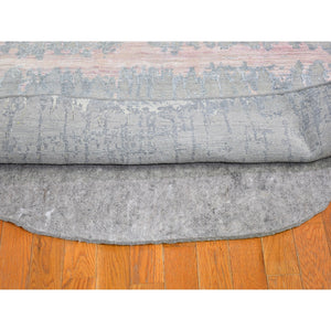 10'1"x10'1" Cardiac Design With Pastel Colors Round Textured Wool And Pure Silk Hand Knotted Oriental Rug FWR400206