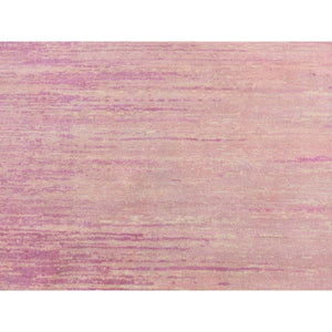 7'x7' Pink Thick And Plush Organic Wool Only Horizontal Ombre Design Hand Knotted Round Oriental Rug FWR400230