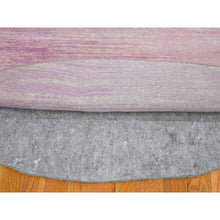 Load image into Gallery viewer, 7&#39;x7&#39; Pink Thick And Plush Organic Wool Only Horizontal Ombre Design Hand Knotted Round Oriental Rug FWR400230