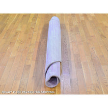 Load image into Gallery viewer, 7&#39;x7&#39; Pink Thick And Plush Organic Wool Only Horizontal Ombre Design Hand Knotted Round Oriental Rug FWR400230
