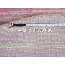 Load image into Gallery viewer, 7&#39;x7&#39; Pink Thick And Plush Organic Wool Only Horizontal Ombre Design Hand Knotted Round Oriental Rug FWR400230
