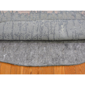 6'x6' Hand Knotted Cardiac Design With Pastel Colors Textured Wool And Pure Silk Round Oriental Rug FWR400242