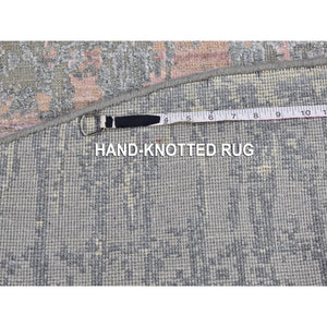 6'x6' Hand Knotted Cardiac Design With Pastel Colors Textured Wool And Pure Silk Round Oriental Rug FWR400242