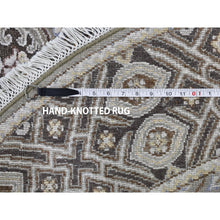 Load image into Gallery viewer, 5&#39;1&quot;x5&#39;1&quot; Brown And Gray Textured Wool And Silk Mughal Inspired Medallions Round Hand Knotted Oriental Rug FWR400308
